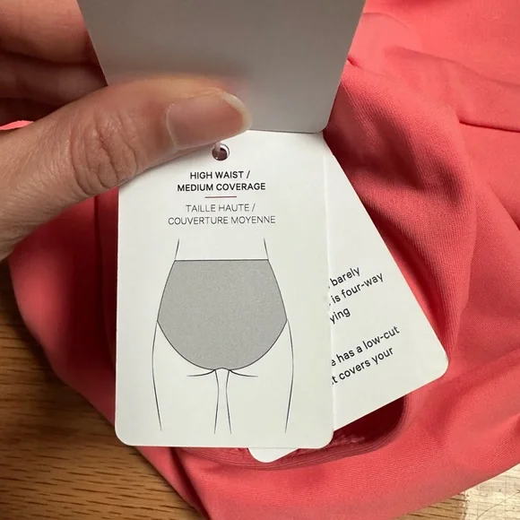 NWT 6 lululemon WatersideHigh-Waist Medium Coverage Swim Bottom - Coral Pink - Picture 6 of 7